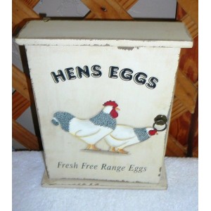 KEY HOLDER CABINET~Wood~Vintage~"HENS EGGS"~Chicken Decor~Shelf Or Wall   113185357849
